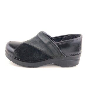 Dansko Patchwork Black Suede Leather Pro Nurse Clogs EUR 38